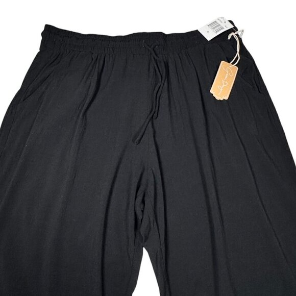 NWT Green Dragon Wide Leg Pants Sz.XL Black Drawstring Pockets High Rise - Picture 4 of 13